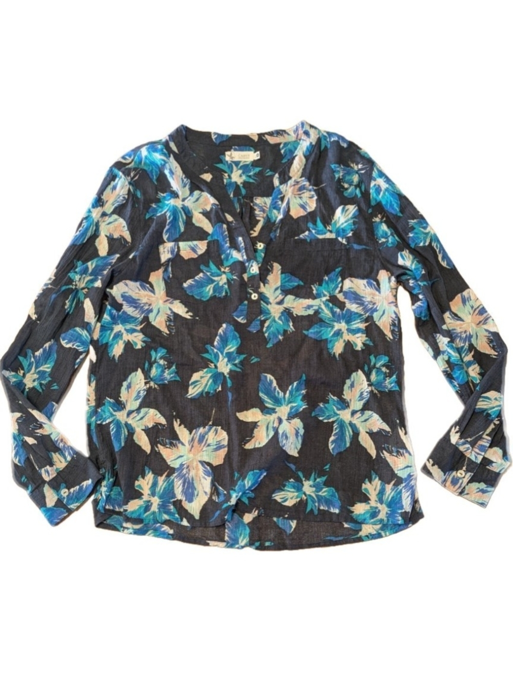Carve Designs Black Floral 100% Organic Cotton Dylan Gauze Shirt
